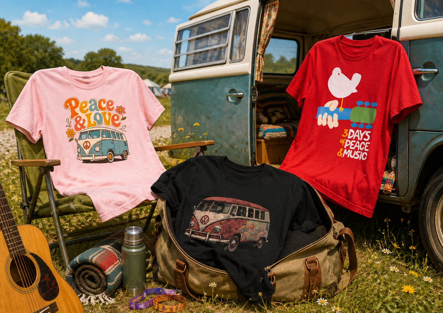 Hippie-inspirerte t-skjorter