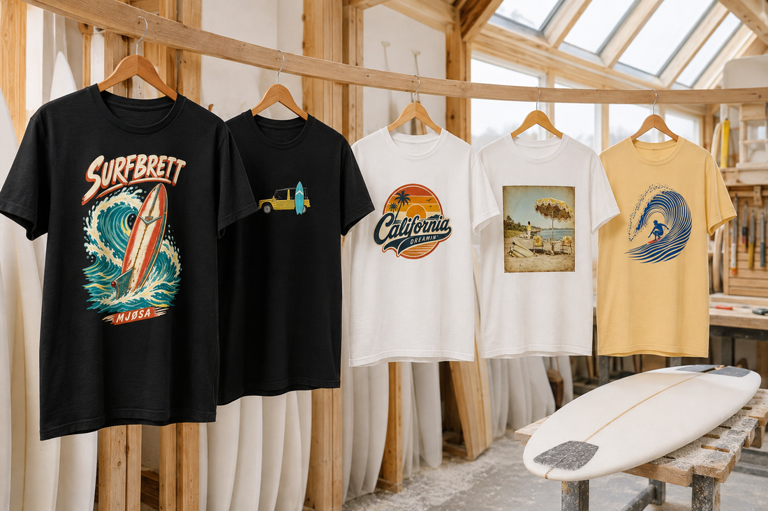 T-skjorter om surfing - fra Mjøsa til California