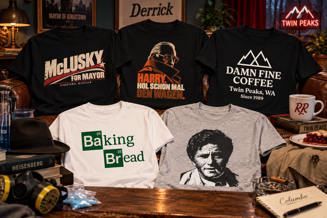 Krim på TV – fem t-skjorter fra Derrick til Breaking Bad