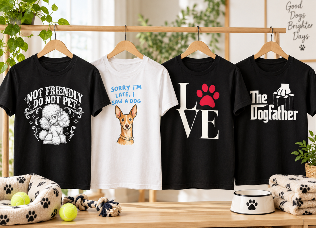 Hundegalskap – fire t-skjorter for dem som elsker hunder