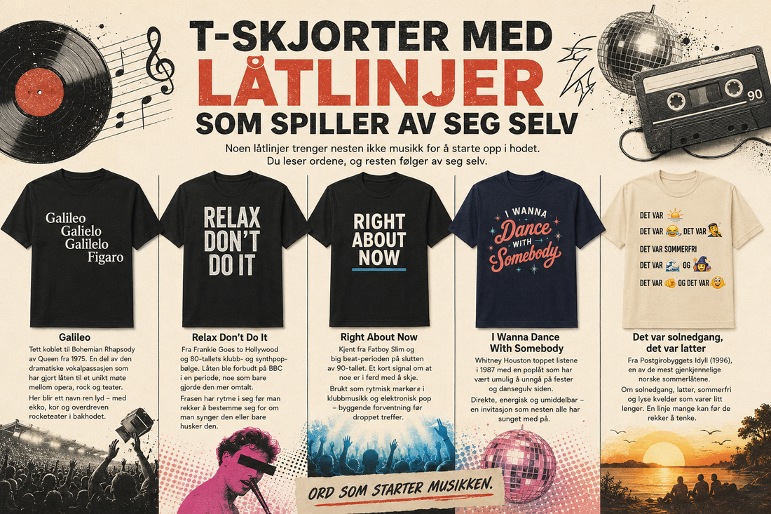 T-skjorter med sanger du får på hjernen