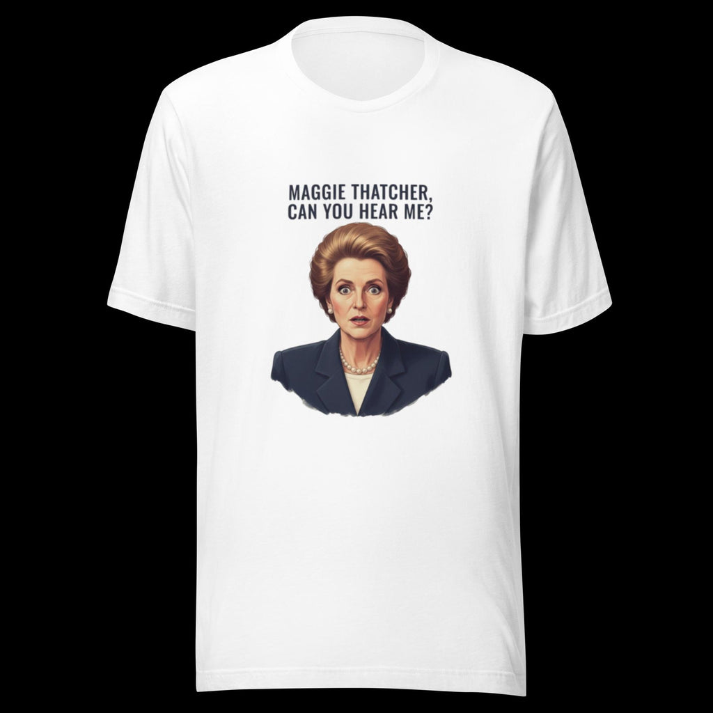 Maggie Thatcher, can you hear me? – Norsk fotballhistorie T-skjorte | Inspirert av Børge Lillelien 1981 | Retro britisk-norsk ikon