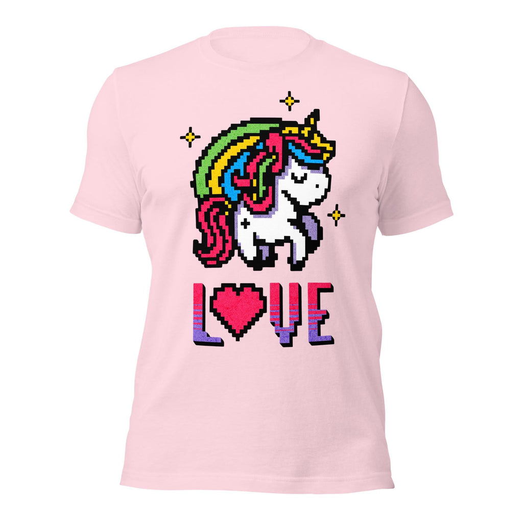 Unicorn Love Tee | Retro Pixel Art Style | 8-Bit Nostalgia Shirt | Cute Gamer Gift
