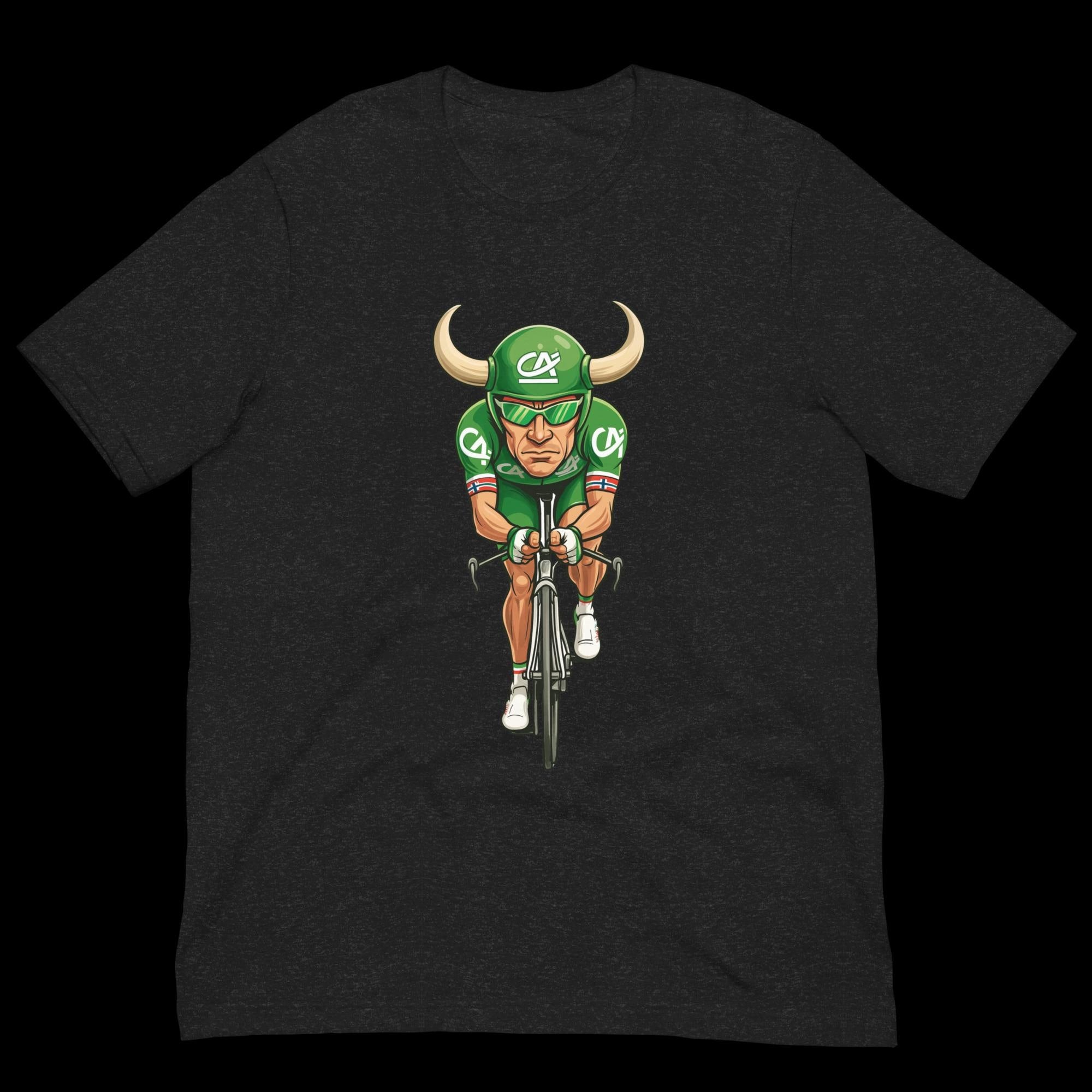 Oksen fra Grimstad – Thor Hushovd karikatur i grønt, norsk sykkellegende - Tour de France