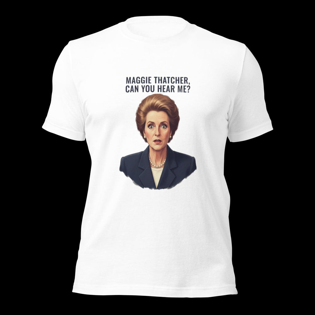 Maggie Thatcher, can you hear me? – Norsk fotballhistorie T-skjorte | Inspirert av Børge Lillelien 1981 | Retro britisk-norsk ikon