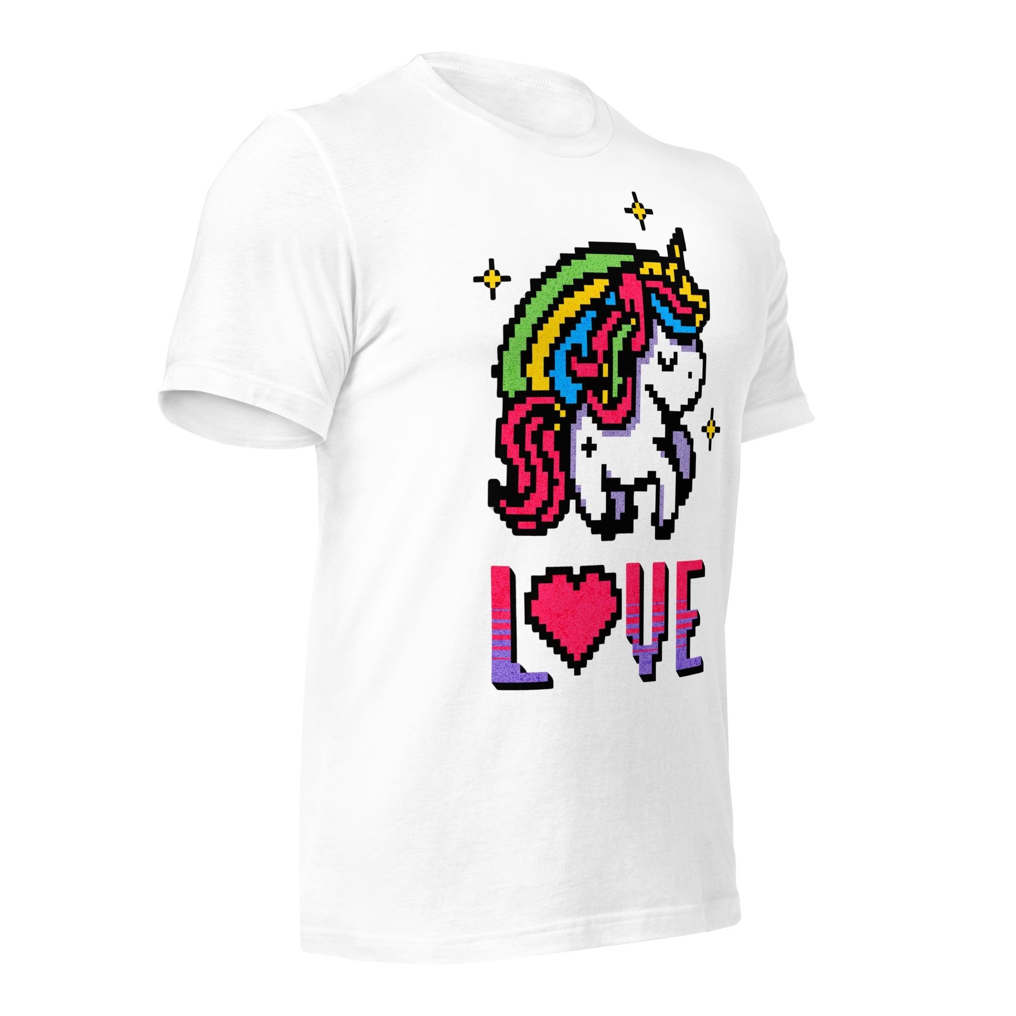 Unicorn Love Tee | Retro Pixel Art Style | 8-Bit Nostalgia Shirt | Cute Gamer Gift