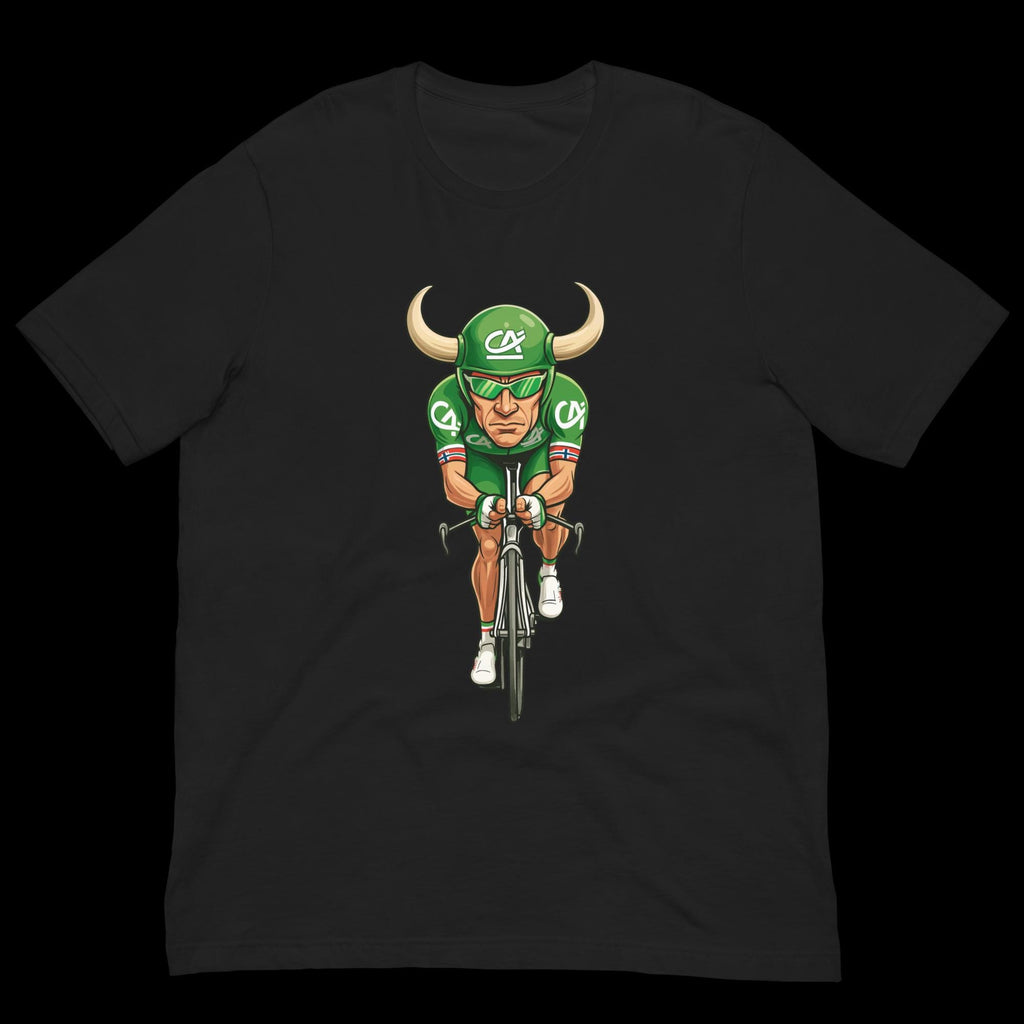 Oksen fra Grimstad – Thor Hushovd karikatur i grønt, norsk sykkellegende - Tour de France
