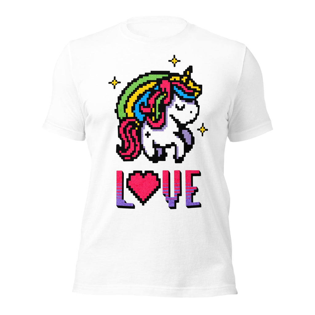 Unicorn Love Tee | Retro Pixel Art Style | 8-Bit Nostalgia Shirt | Cute Gamer Gift