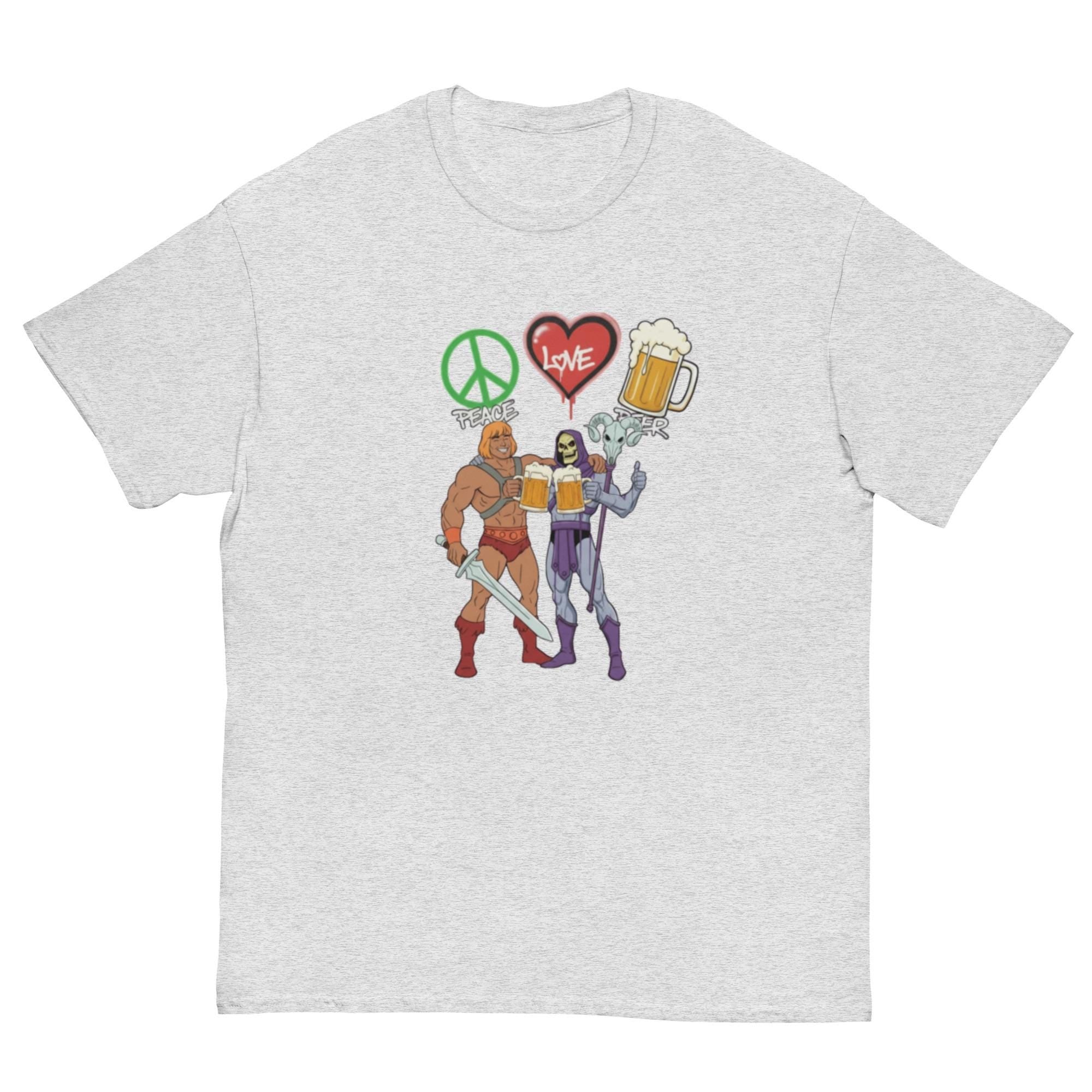 He-Man & Skeletor Love Peace Beer Retro Tee