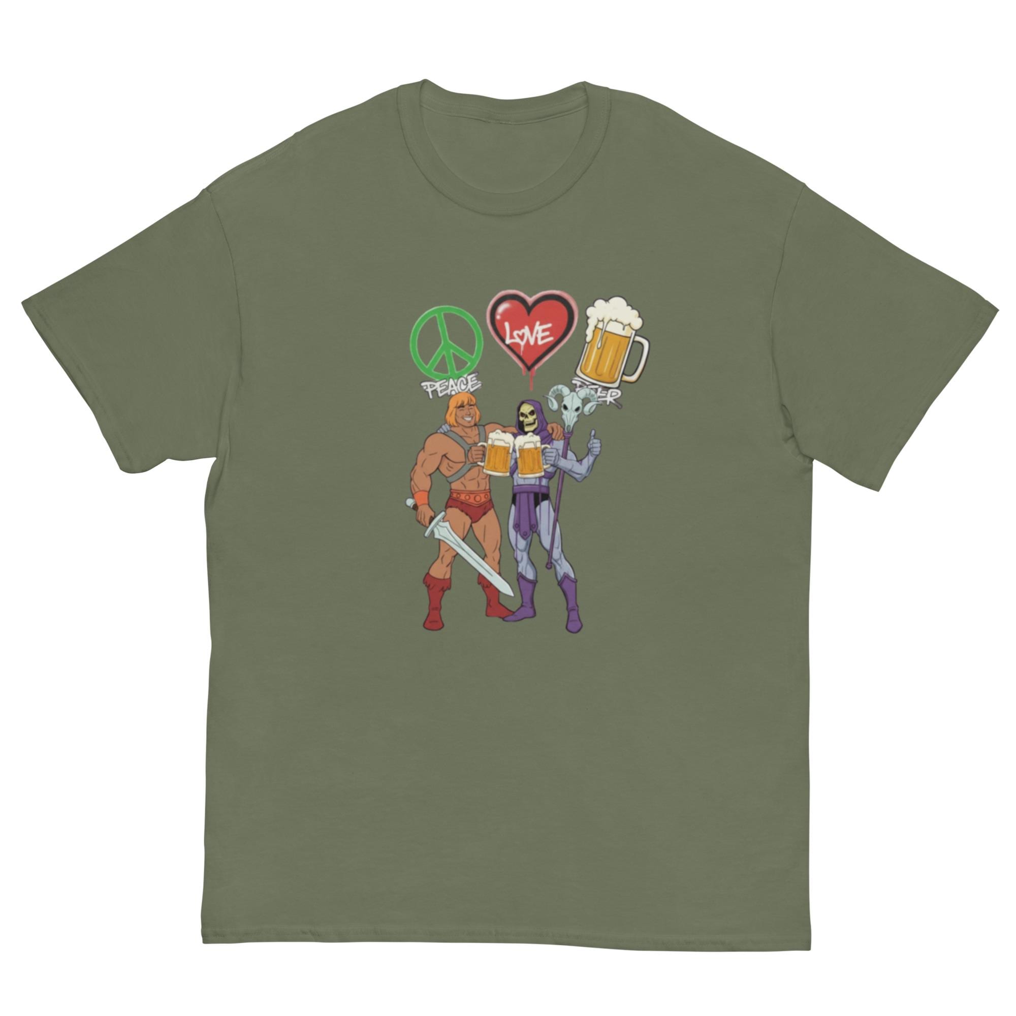 He-Man & Skeletor Love Peace Beer Retro Tee