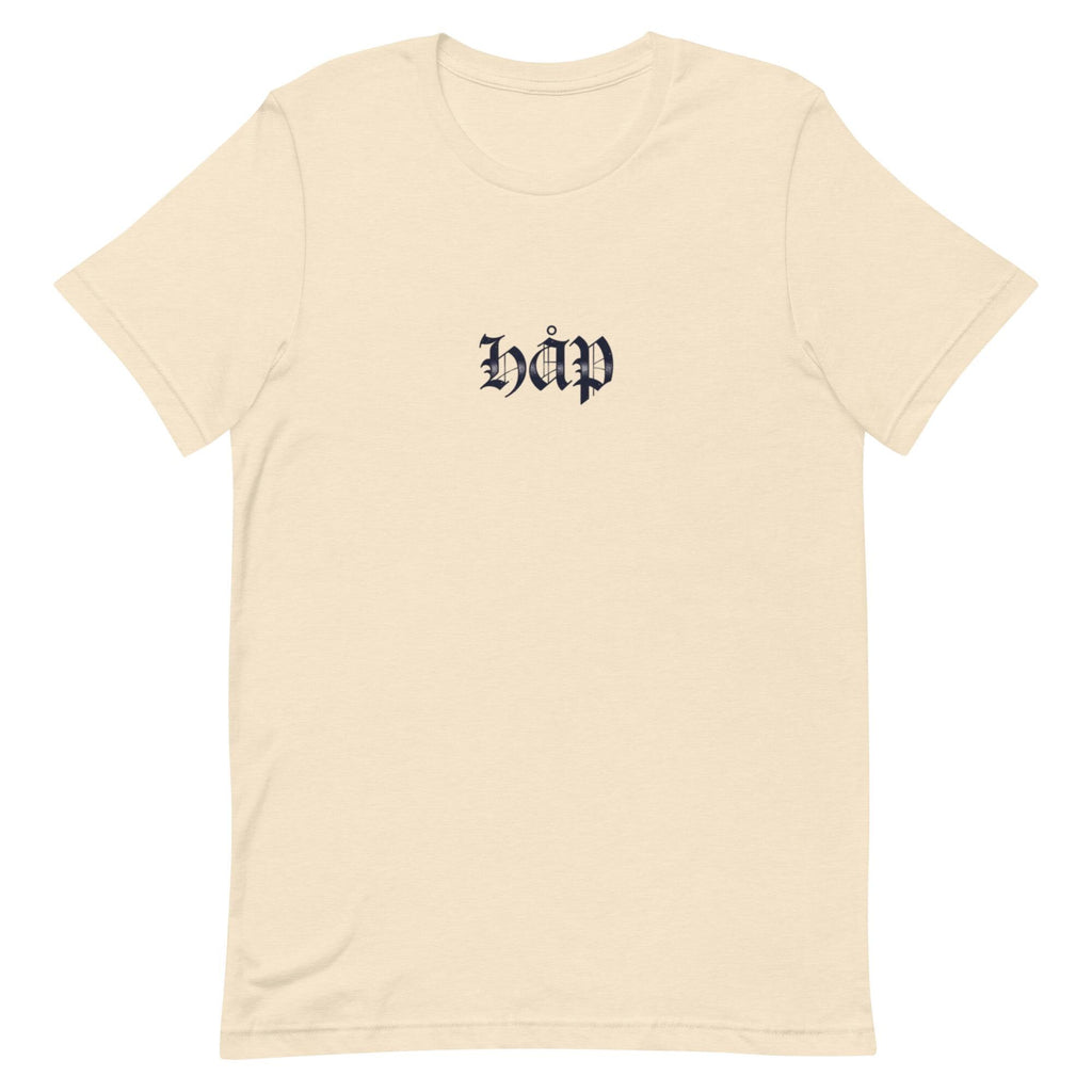 HÅP – gotisk tatoveringsdesign i blåsvarte bokstaver