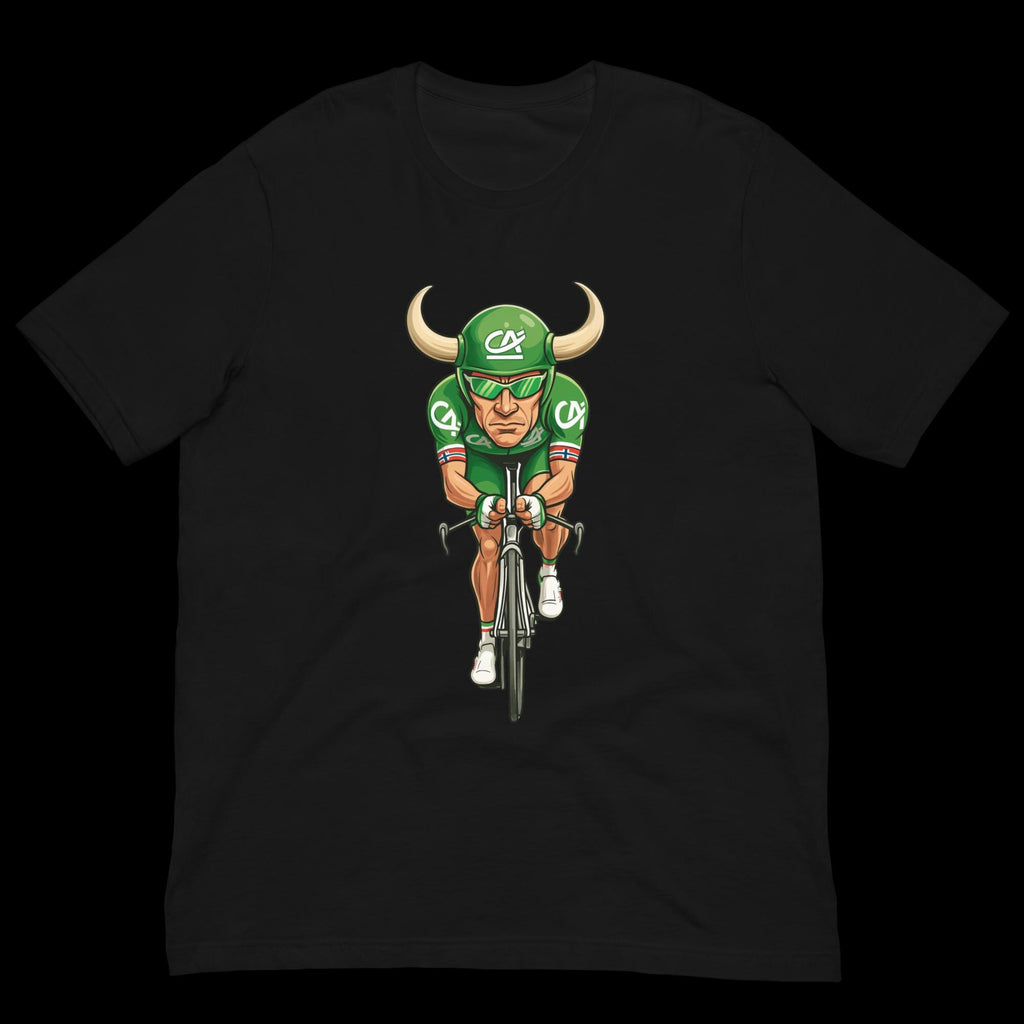 Oksen fra Grimstad – Thor Hushovd karikatur i grønt, norsk sykkellegende - Tour de France