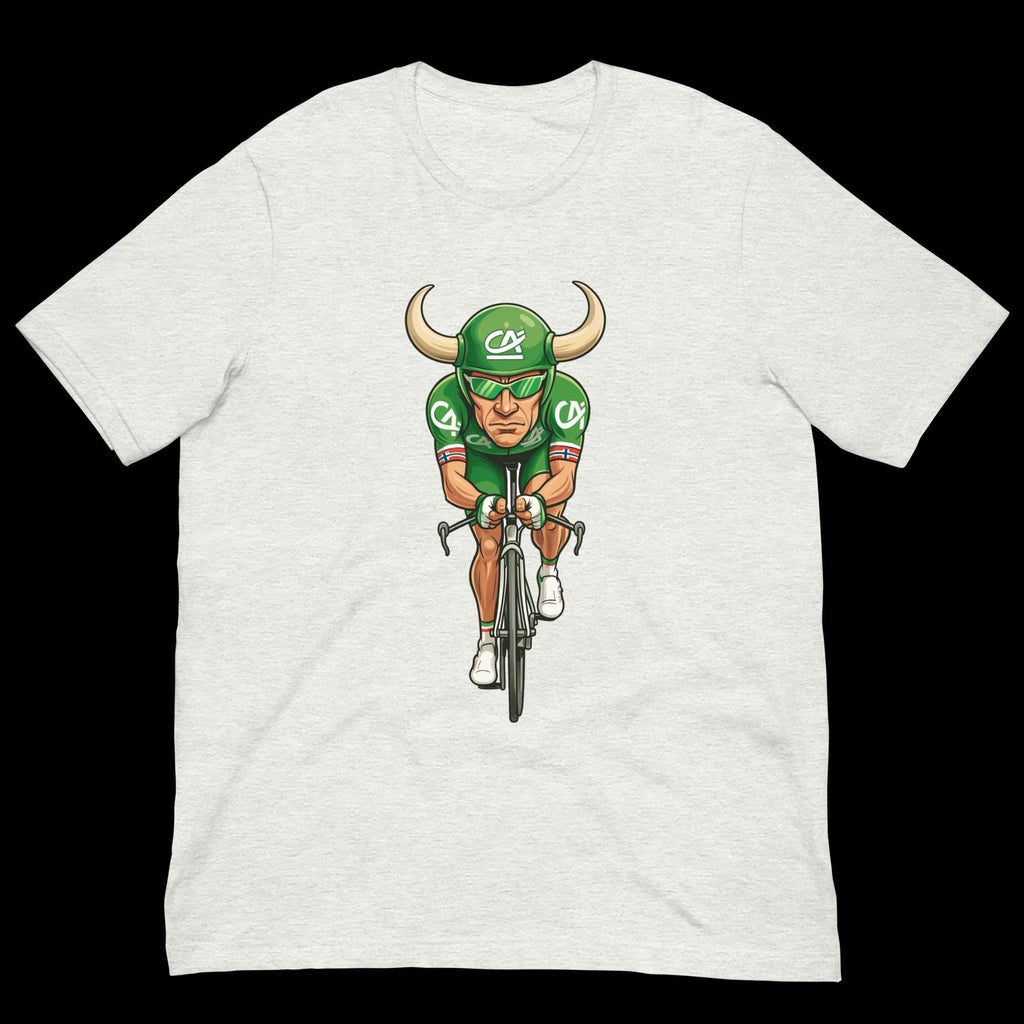 Oksen fra Grimstad – Thor Hushovd karikatur i grønt, norsk sykkellegende - Tour de France