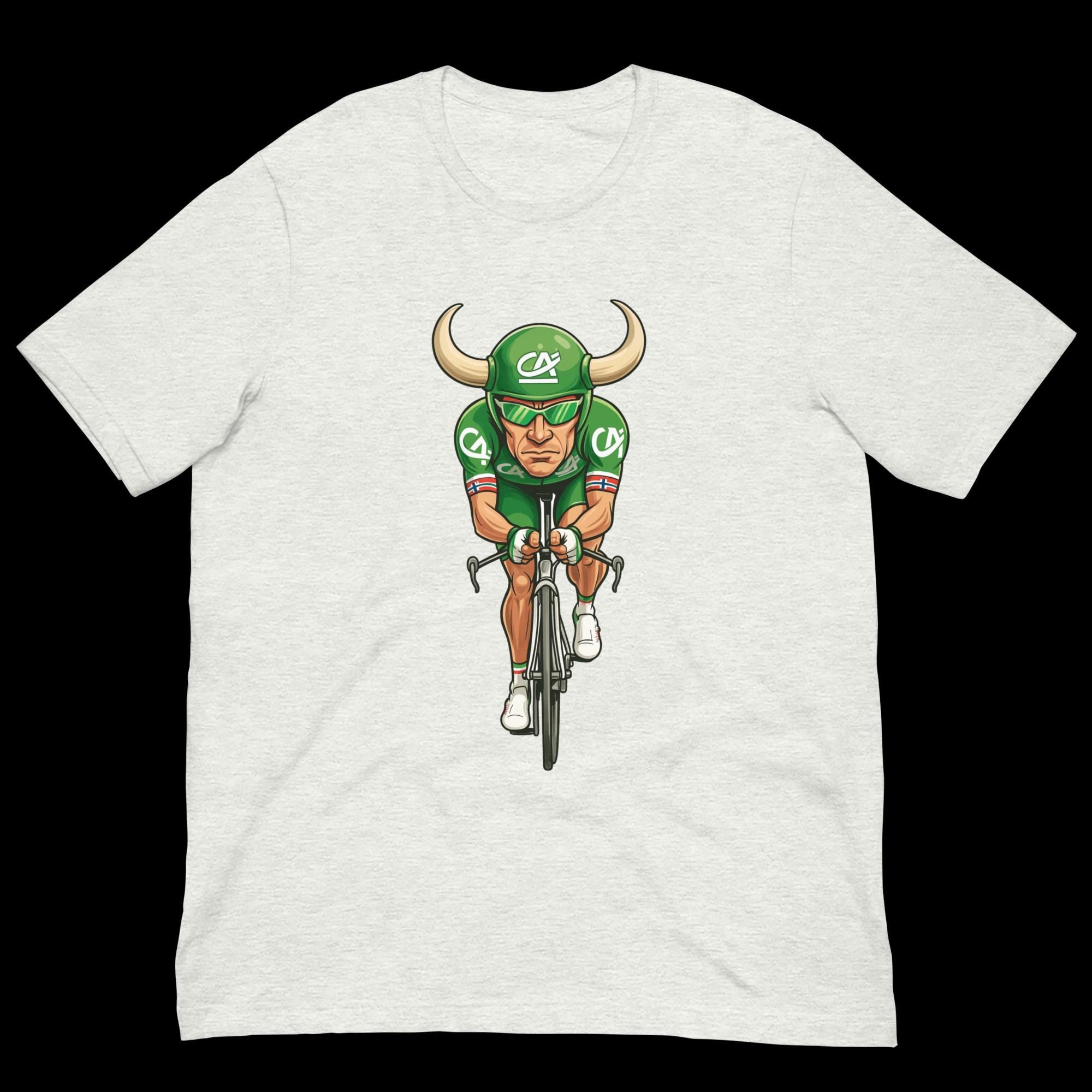 Oksen fra Grimstad – Thor Hushovd karikatur i grønt, norsk sykkellegende - Tour de France