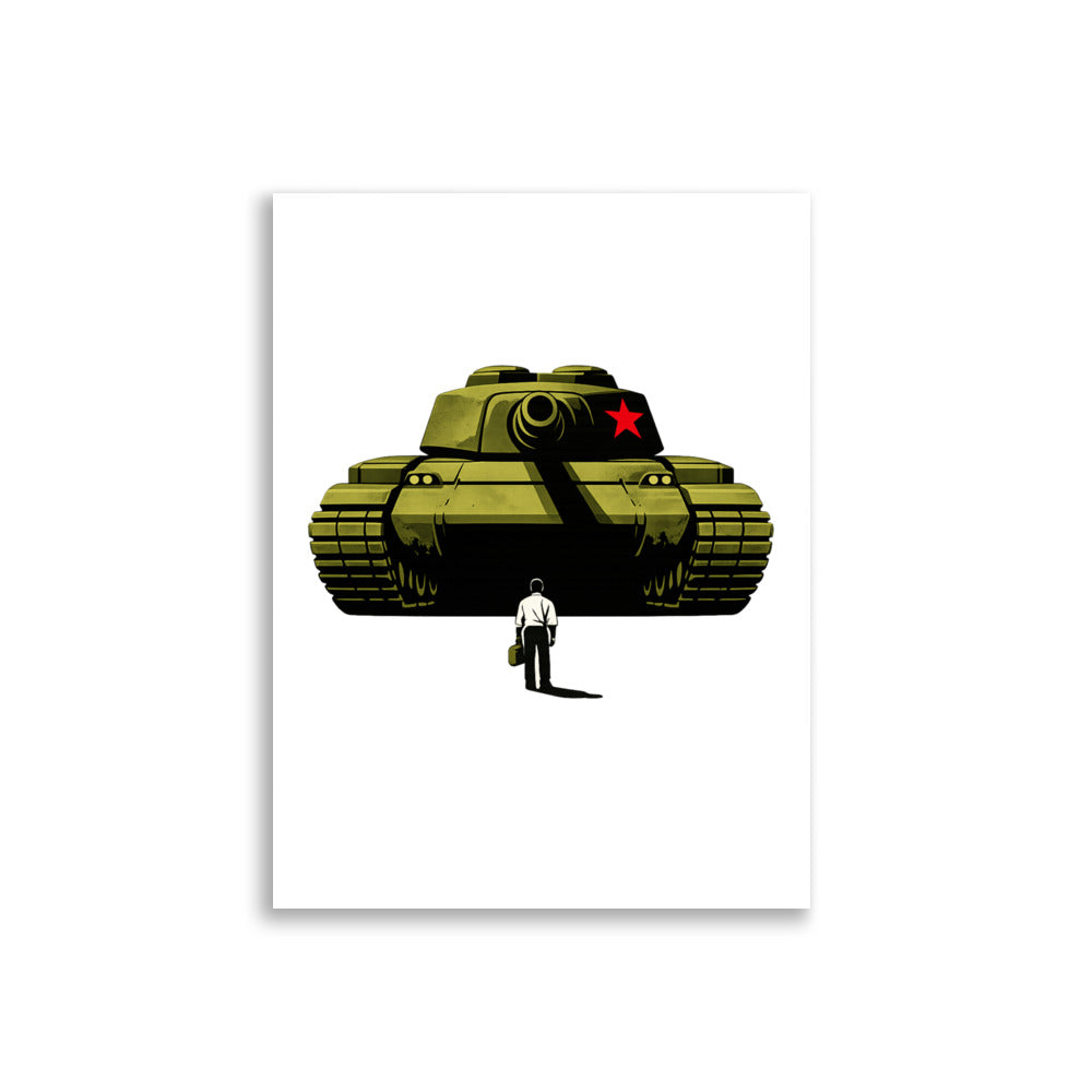 Tank Man fra 5. juni 1989, da en ukjent mann stilte seg foran en kolonne med stridsvogner nær Den himmelske freds plass i Beijing.