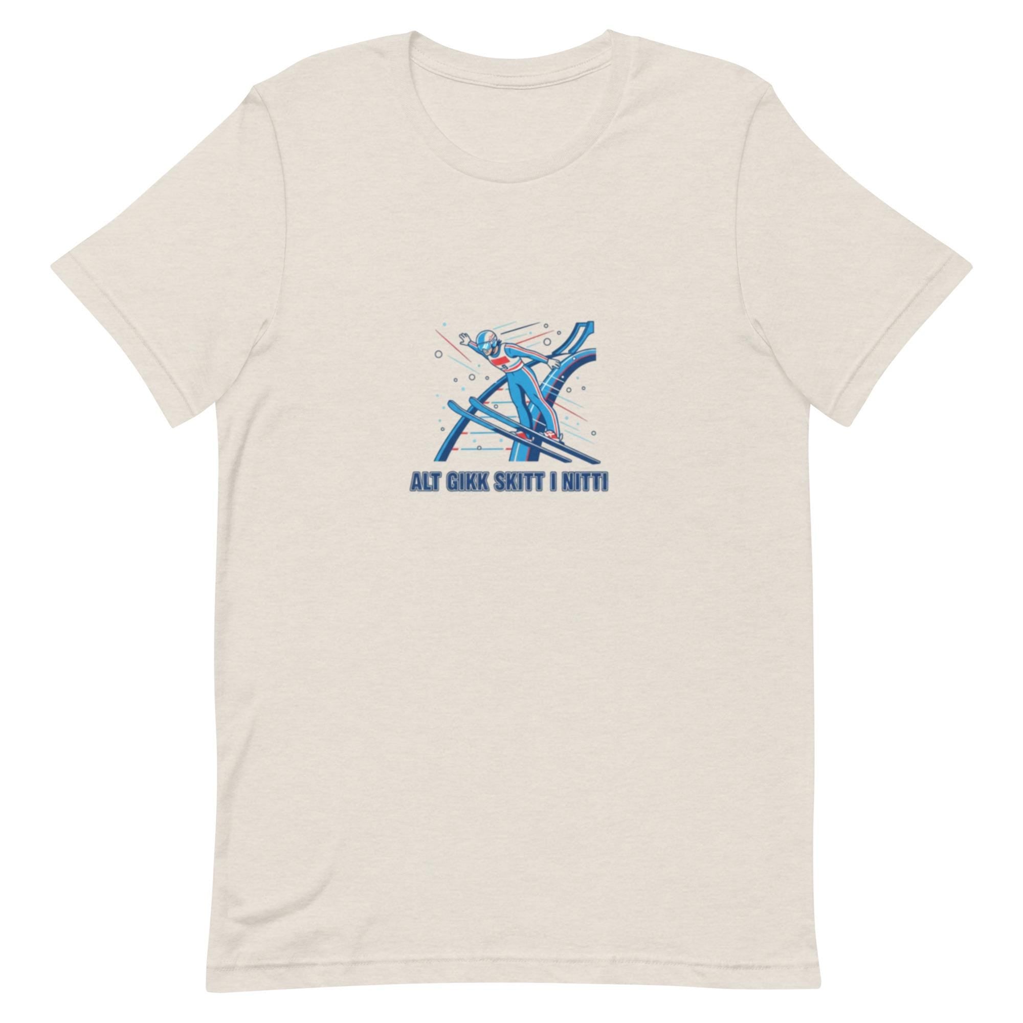 Alt gikk skitt i nitti – 90-metersbakken T-skjorte | Norsk humor | Di Derre-vibber og vinternostalgi