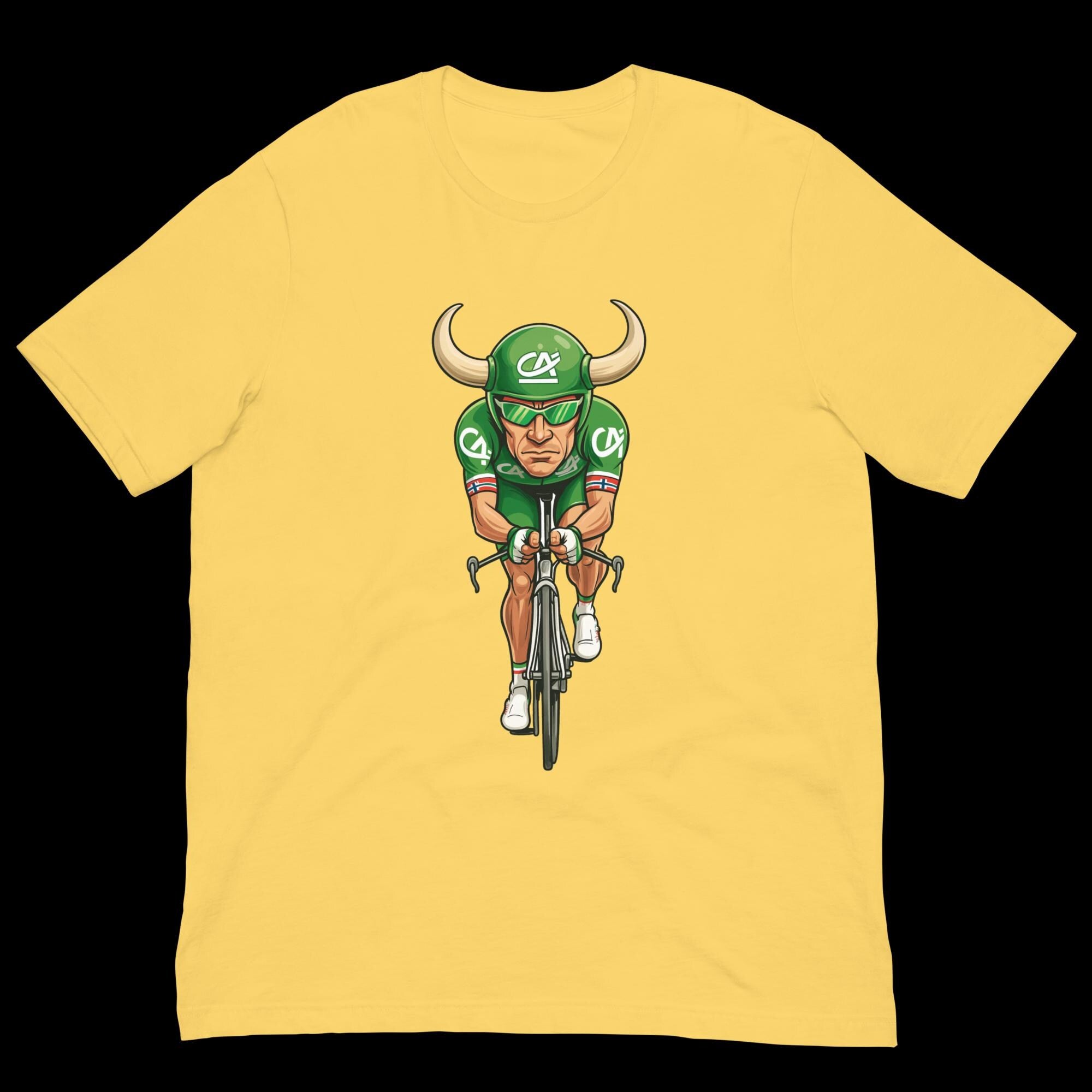 Oksen fra Grimstad – Thor Hushovd karikatur i grønt, norsk sykkellegende - Tour de France