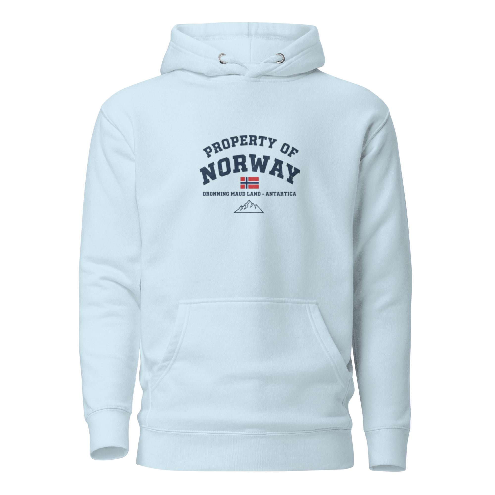 Property of Norway – Dronning Maud Land Hoodie, Nordic Humor Design, Ironic Antarctica Hoodie