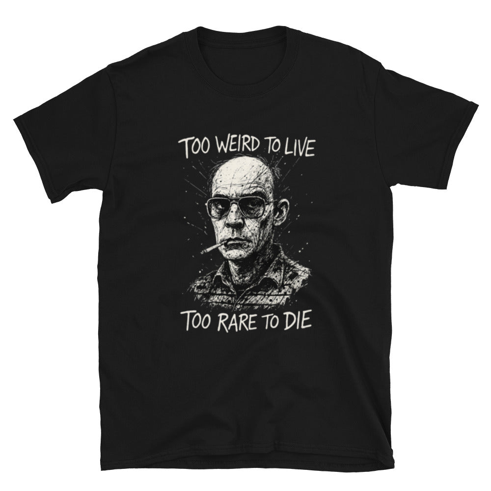 Vintage-inspirert t-skjorte med motiv inspirert av Hunter S. Thompson og gonzojournalistikk, med retro amerikansk 70-talls estetikk