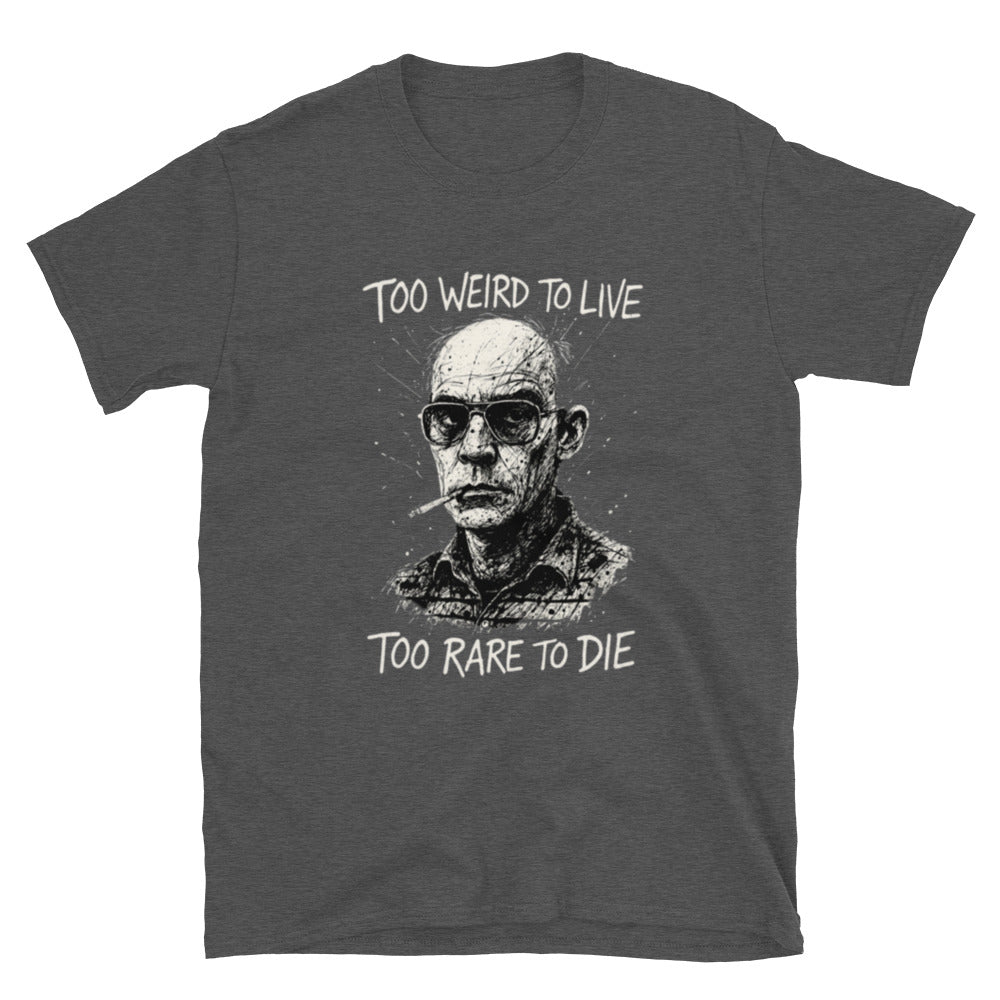 Vintage-inspirert t-skjorte med motiv inspirert av Hunter S. Thompson og gonzojournalistikk, med retro amerikansk 70-talls estetikk