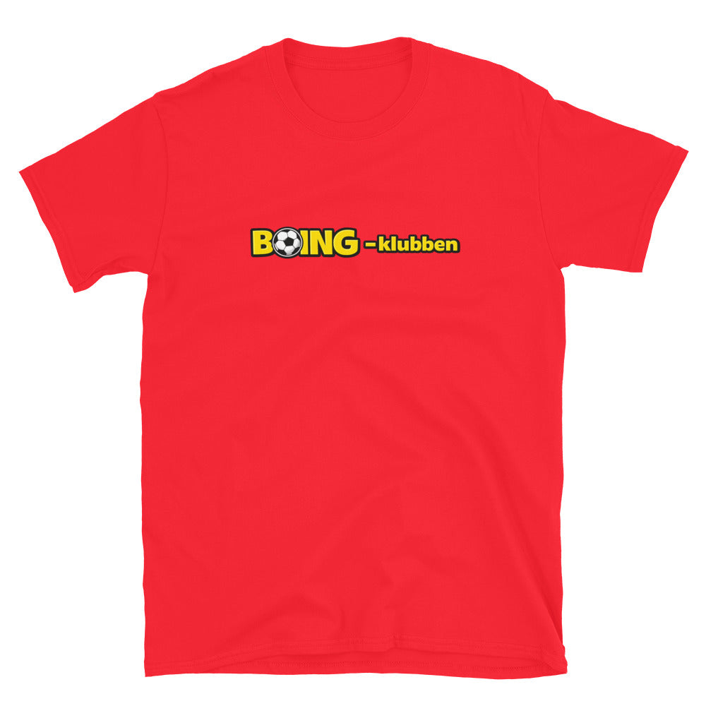 T-skjorte med Boing klubben motiv i retro tegneseriestil, inspirert av klassisk animasjon og enkel grafikk