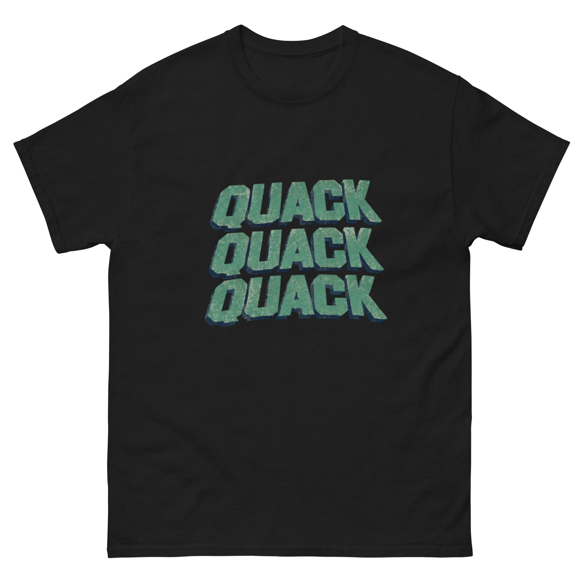 Quack Quack Quack T-skjorte med grønn retro tekst inspirert av The Mighty Ducks og klassisk 90-talls hockeyfilm.