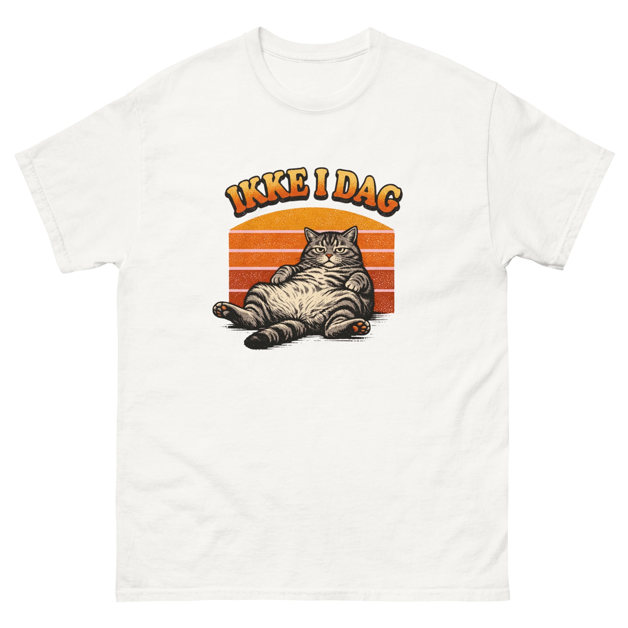 T-skjorte med katt i retro stil, inspirert av vintage farger og klassisk grafisk uttrykk