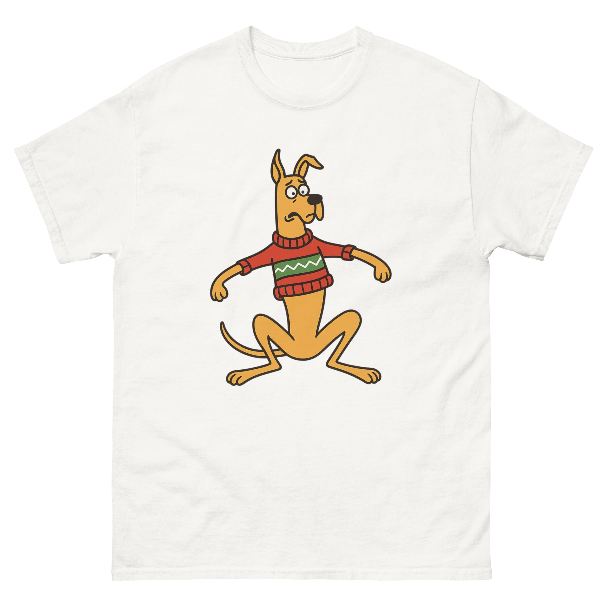 T-skjorte med tegnefilmhund i retro stil, inspirert av klassiske tegneserier og vintage uttrykk