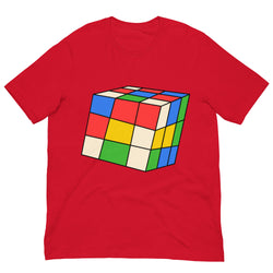 Vintage-inspirert t-skjorte med motiv av Rubiks kube, med retro 80-talls farger og klassisk mekanisk puslespill